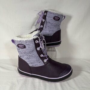 Keen Elsa Waterproof Laced Boots Purple/Plum Faux Fur Collar US Y 5/EU 37
